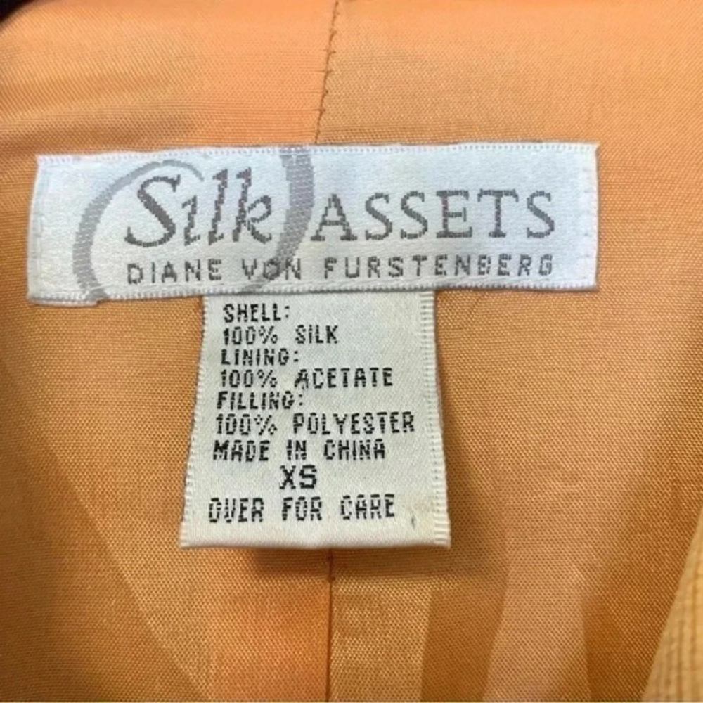 Diane Von Furstenberg  yellow mtard 100 silk 2 in 1 jacket vest - Picture 2 of 3